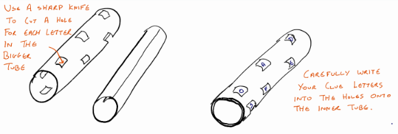 Making a cryptex by cutting holes in the outer tube
